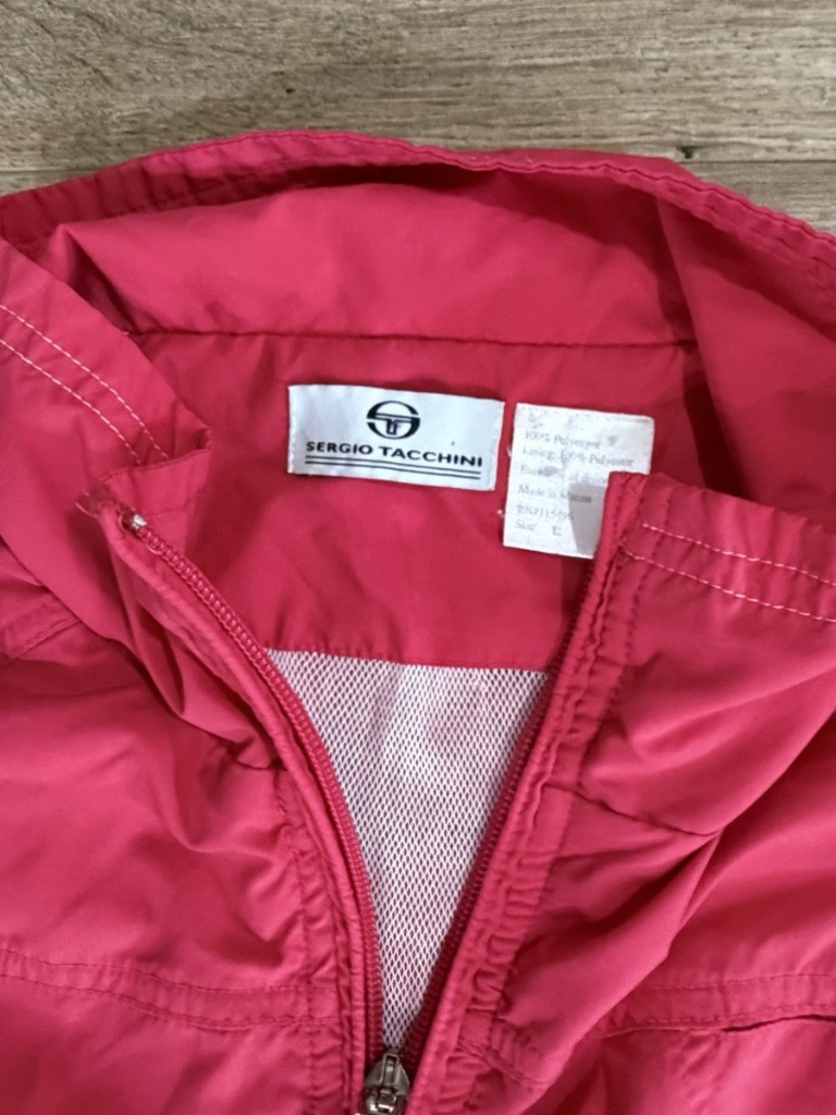 Vintage Htf Sergio Tacchini Nylon Track Jacket Pink Sz Large — image 7 of 7